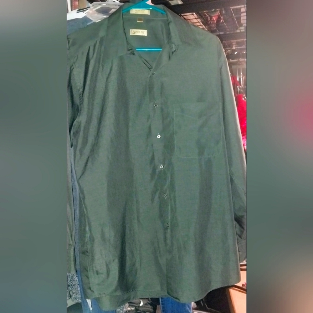 Arrow Charcoal Microtech Polyester Button Down Shirt